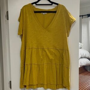Easel Mustard V-Neck Tiered Tunic